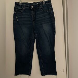 Dark Wash Raw Hem Jeans